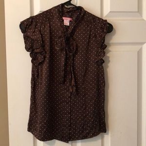 NWOT ruffle sleeve polka dot top with bow size XS